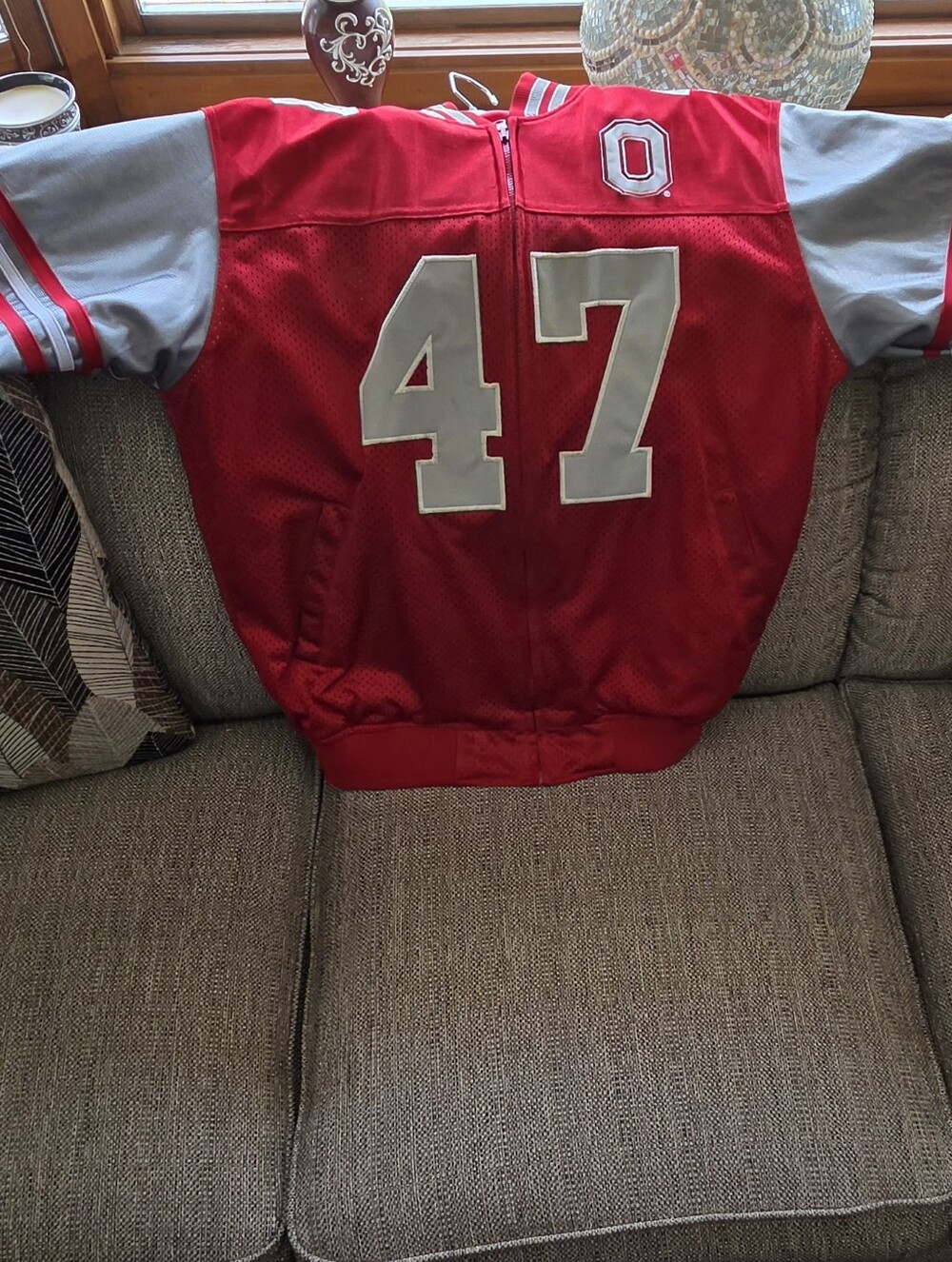 Ohio State University Reversible Satin Jacket.  Numbering 47 Mesh
